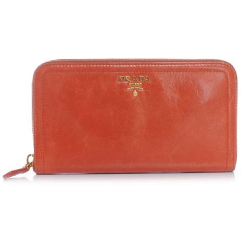 Prada Vitello Shine Wallet In Mandarino 